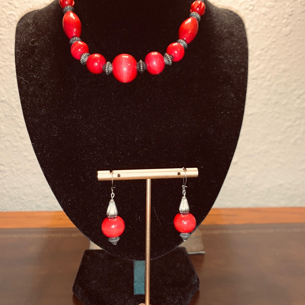 Vintage Wooden Beads with Silver Spacers